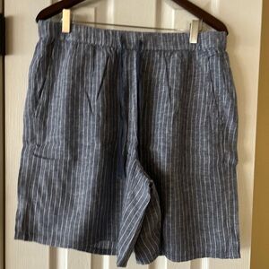Eileen Fisher Women’s Blue and White Stripe Linen Shorts